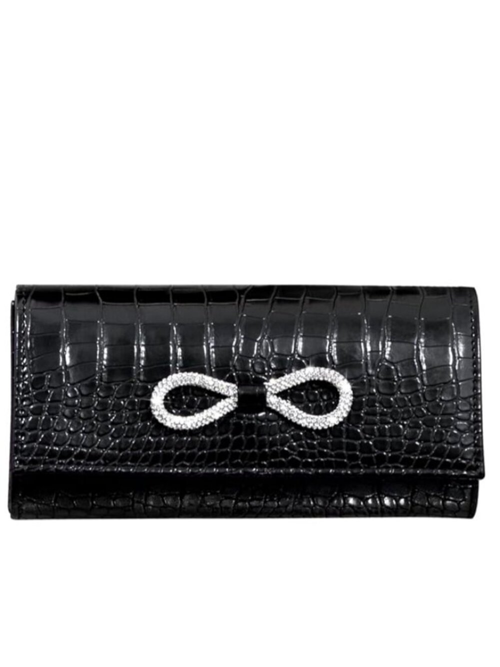 Women's Black Quilted Clutch Purse Envelope Chain Strap Evening Handbag